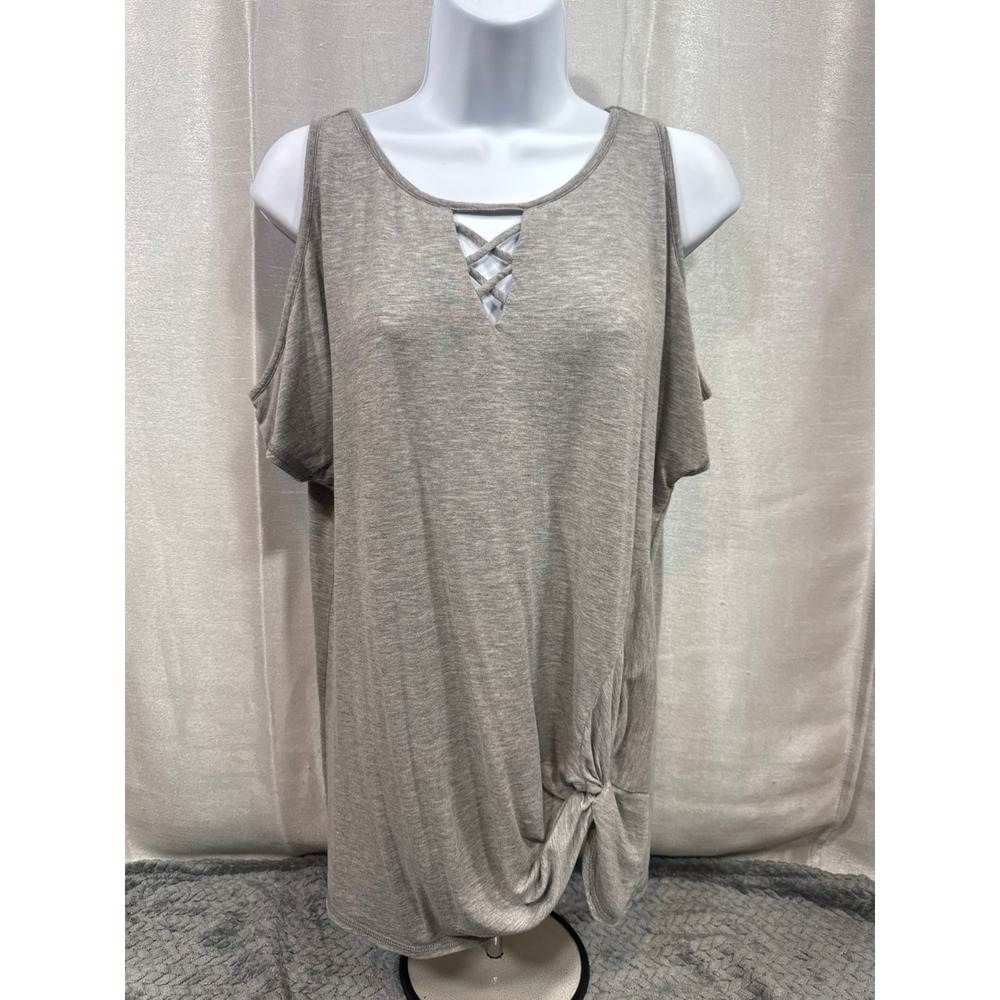 Democracy Womens‎ Heather Gray Cold Shoulder Strappy Side Knot Top S B0072MG8E